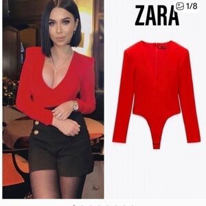 PERFECT FOR VALENTINES. NWT ZARA VIBRANT RED BODY SUIT SIZE XS.